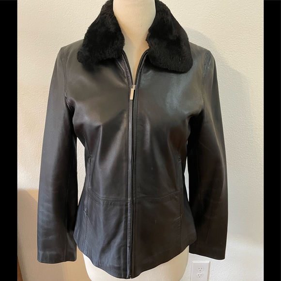 Blassport womens leather jacket size small with removable Faux fur trim - Picture 4 of 6